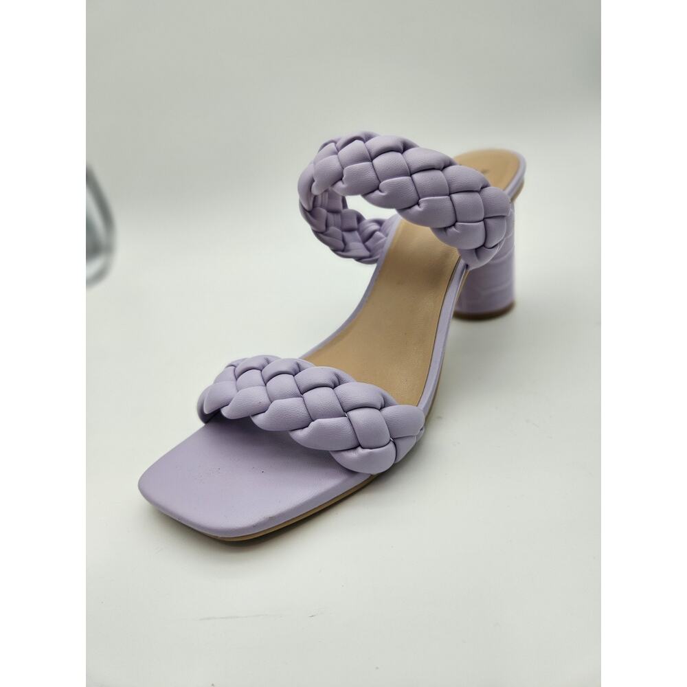 A New Day Slip On Basil Mule Lilac Double Braided Strap Block Heel sz 8